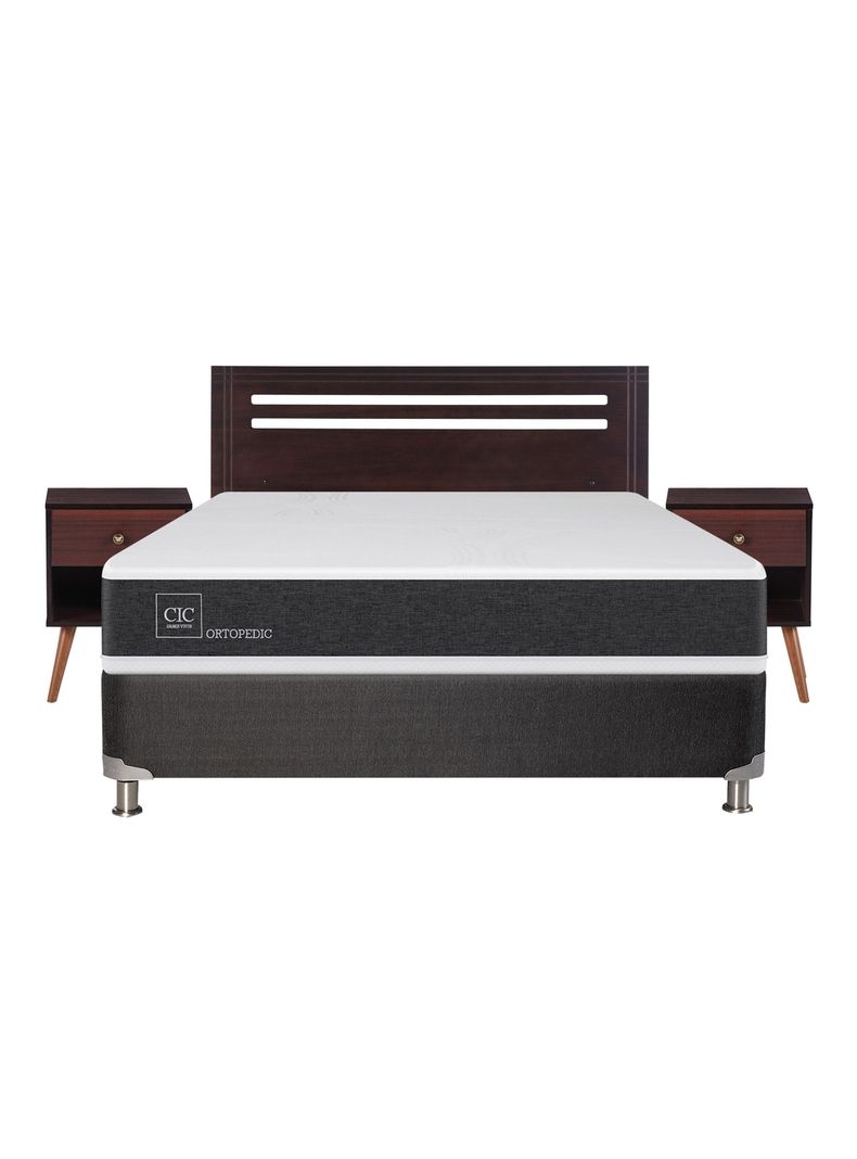 Box Spring New Ortopedic B5 Black 2 Plazas Base Normal + Set Muebles New Munich-1