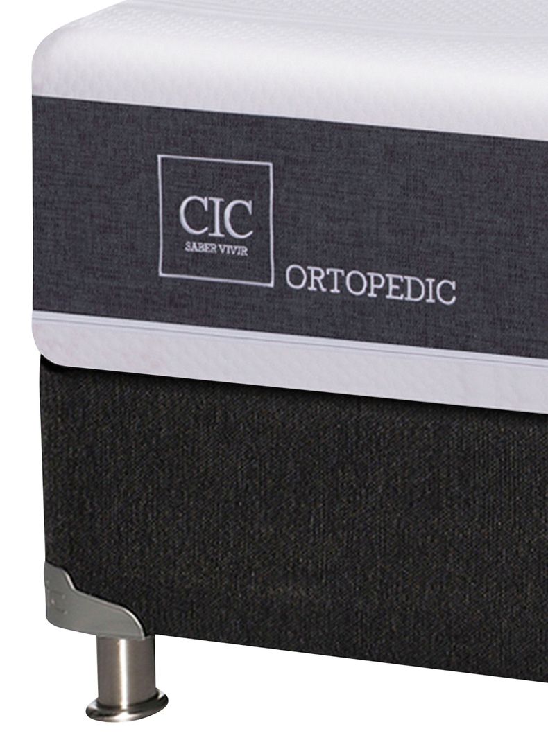 Box Spring New Ortopedic B5 Black 2 Plazas Base Normal + Set Muebles New Munich-2