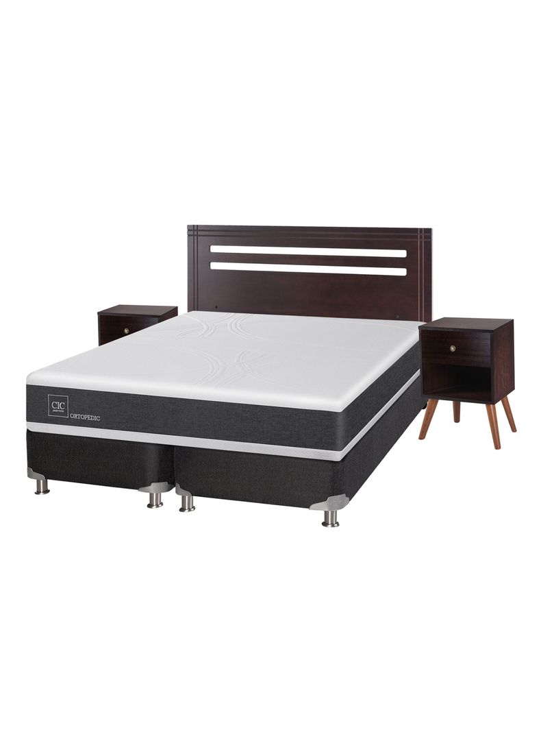 Box Spring New Ortopedic B5 Black 2 Plazas Base Dividida + Set Muebles New Munich-0