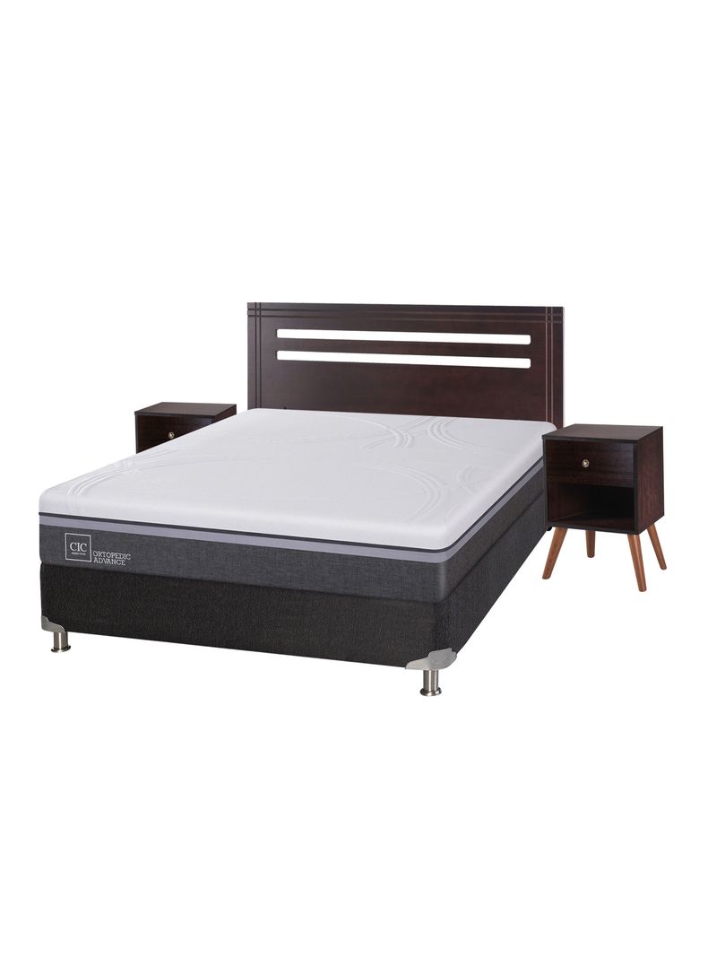 Box Spring Ortopedic Advance B5 Black 2 Plazas Base Normal + Set Muebles New Munich-0
