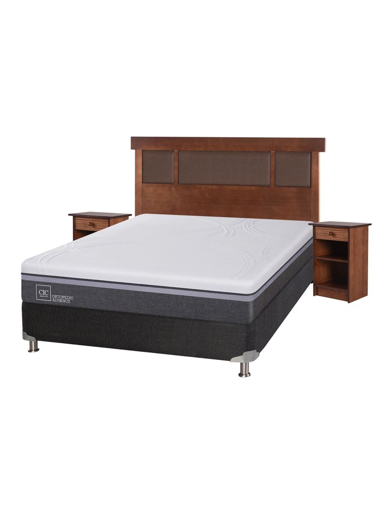 Box Spring Ortopedic Advance B5 Black 2 Plazas Base Normal + Set Muebles New Dublin Caramel-0