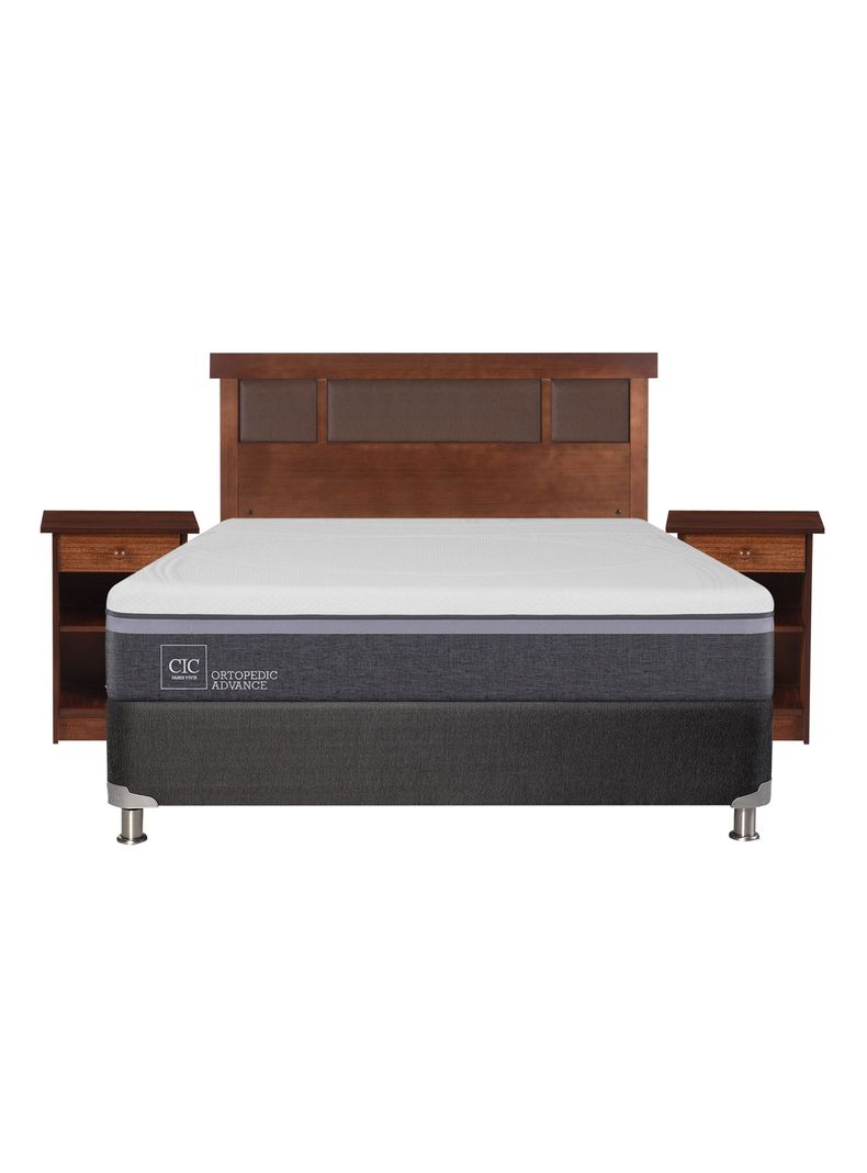 Box Spring Ortopedic Advance B5 Black 2 Plazas Base Normal + Set Muebles New Dublin Caramel-1