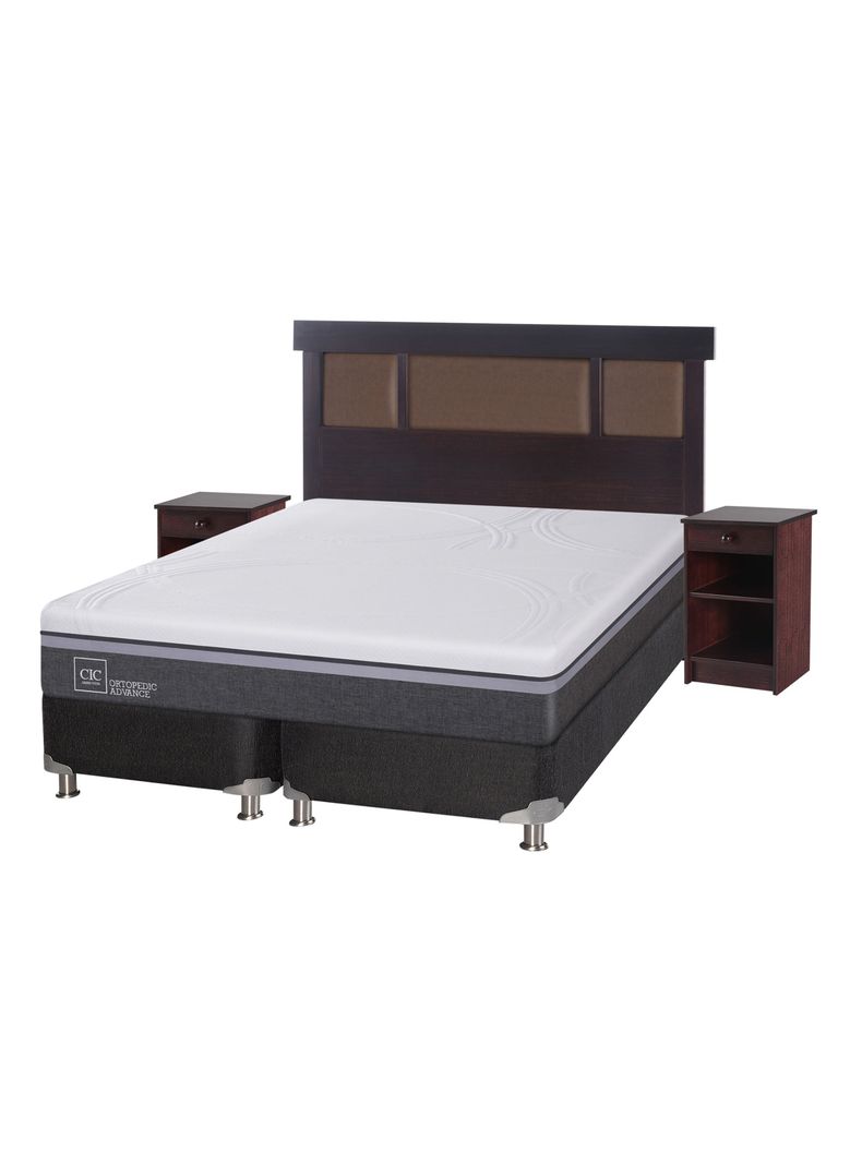 Box Spring Ortopedic Advance B5 Black 2 Plazas Base Divivida + Set Muebles New Dublín Chocolate-0