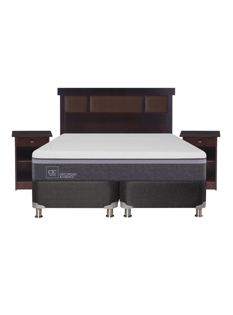 Box Spring Ortopedic Advance B5 Black 2 Plazas Base Divivida + Set Muebles New Dublín Chocolate-1