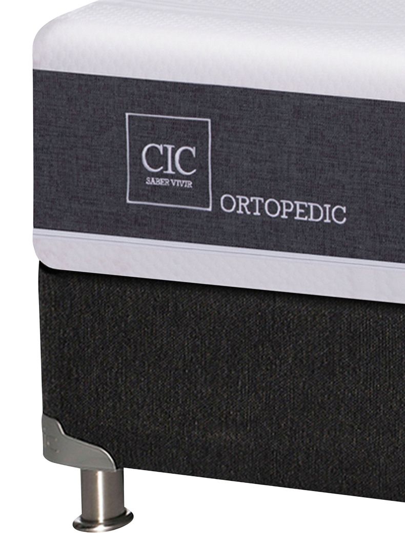 Box Spring New Ortopedic B5 Black 2 Plazas Base Normal + Set Muebles New Torino Café-2