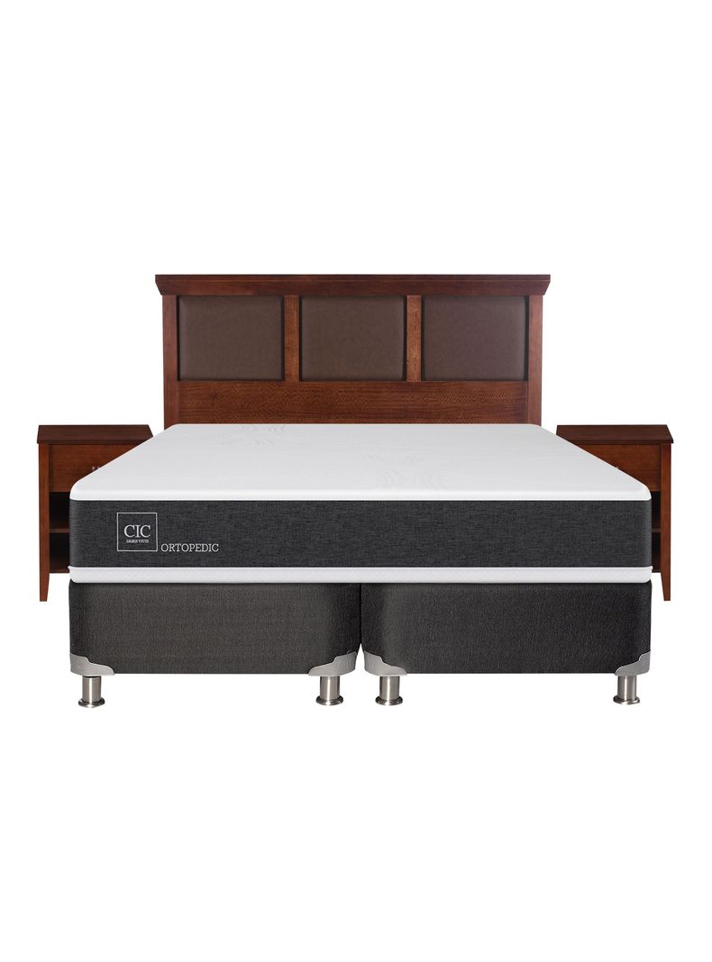 Box Spring New Ortopedic B5 Black 2 Plazas Base Dividida + Set Muebles New Torino Café-1