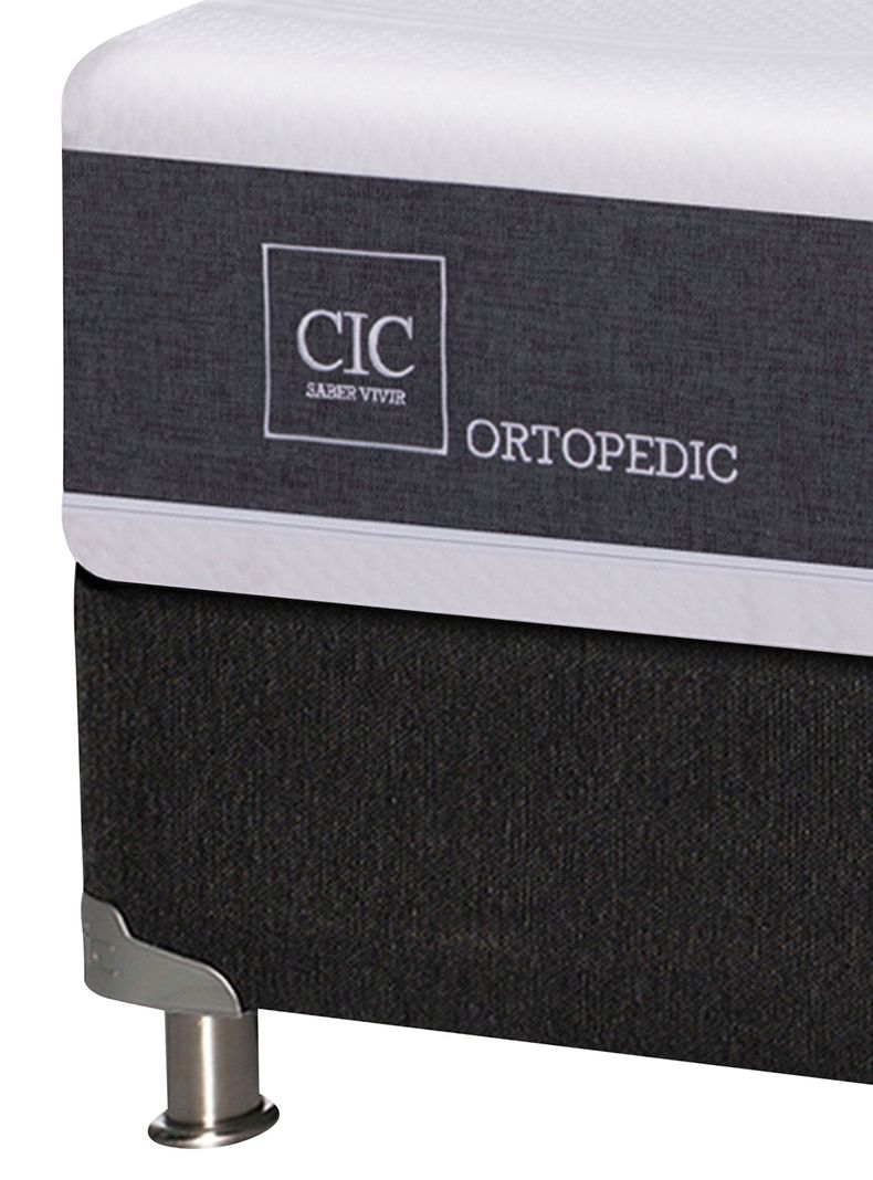 Box Spring New Ortopedic B5 Black 2 Plazas Base Normal + Set Muebles New Torino Chocolate-2