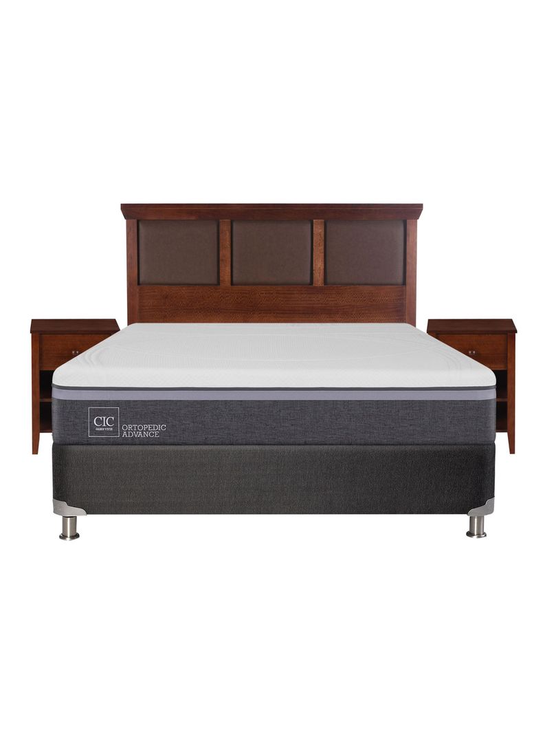 Box Spring Ortopedic Advance B5 Black 2 Plazas Base Normal + Set Muebles New Torino-1