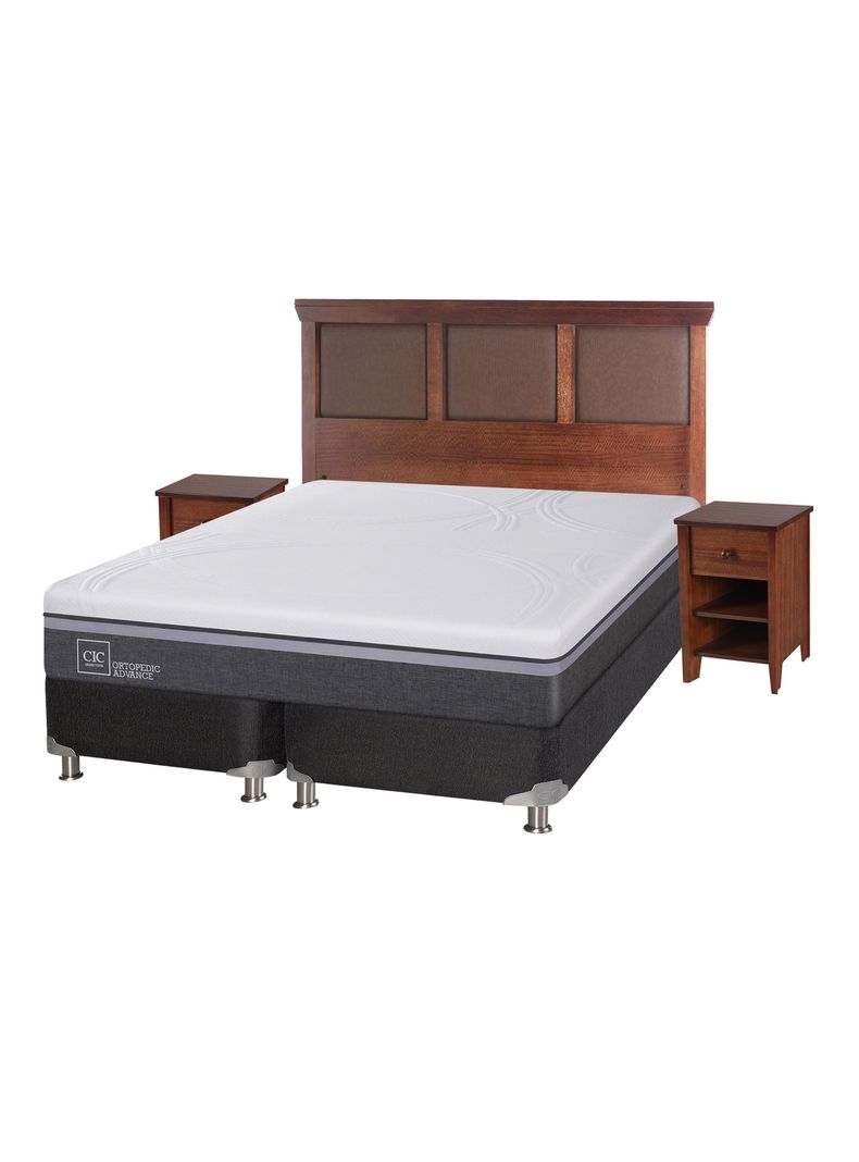Box Spring Ortopedic Advance B5 Black 2 Plazas Base Dividida + Set Muebles New Torino-0