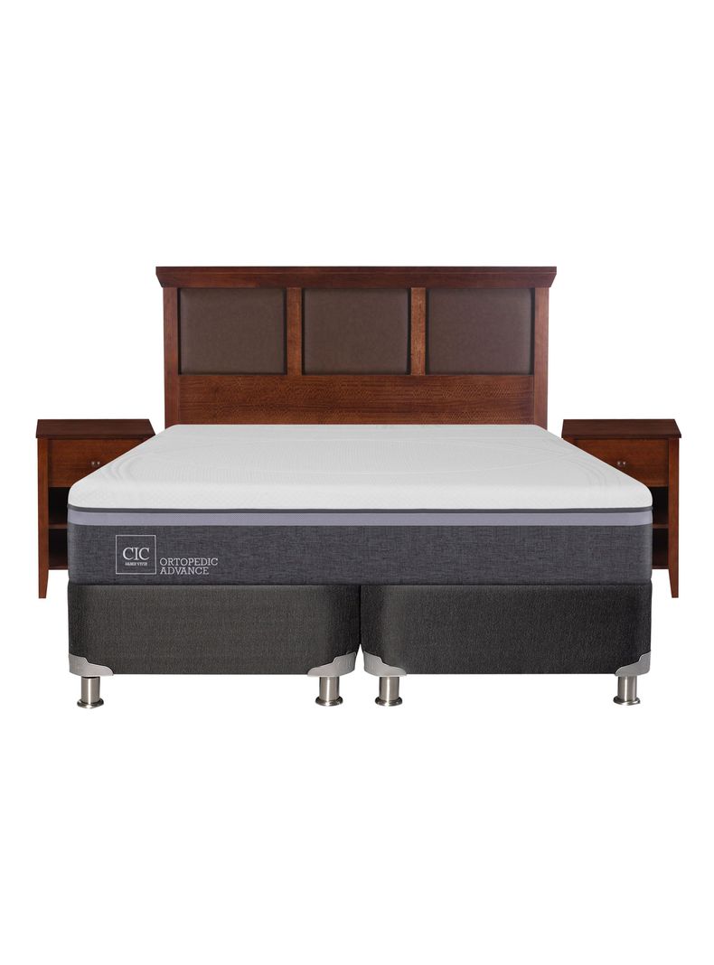 Box Spring Ortopedic Advance B5 Black 2 Plazas Base Dividida + Set Muebles New Torino-1