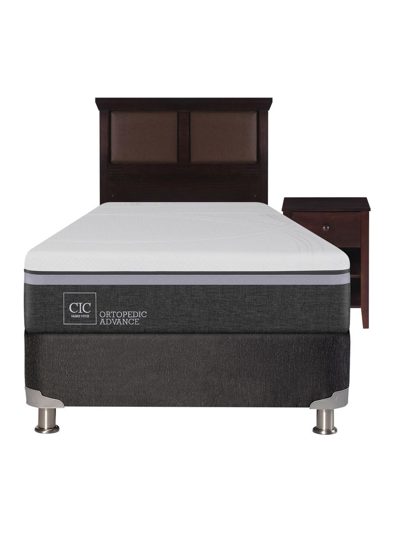 Box Spring Ortopedic Advance B5 Black 1.5 Plazas + Set Muebles New Torino-1