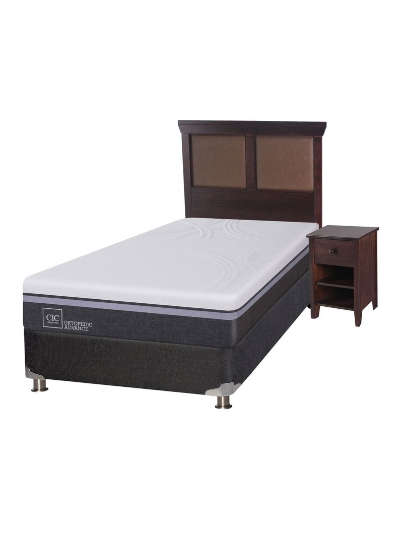 Box Spring Ortopedic Advance B5 Black 1.5 Plazas + Set Muebles New Torino-0