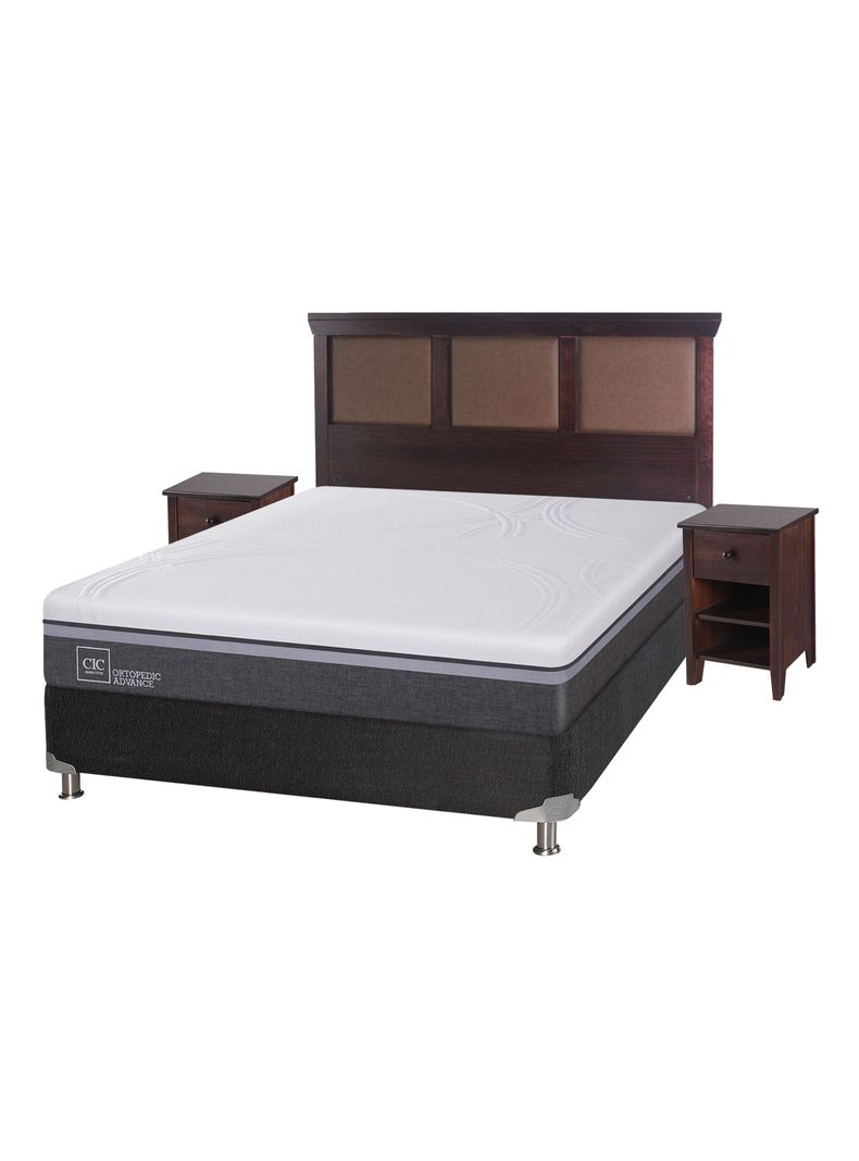 Box Spring B5 Black Ortopedic Advance 2 Plazas Base Normal + Set Muebles New Torino Chocolate-0