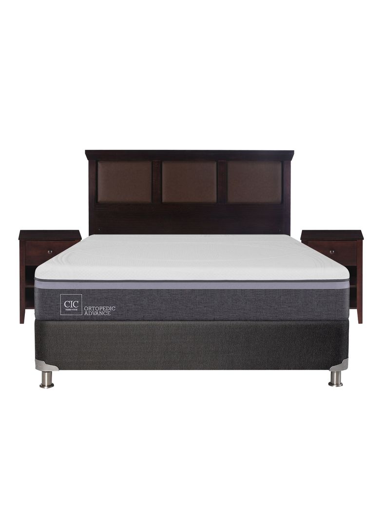 Box Spring B5 Black Ortopedic Advance 2 Plazas Base Normal + Set Muebles New Torino Chocolate-1