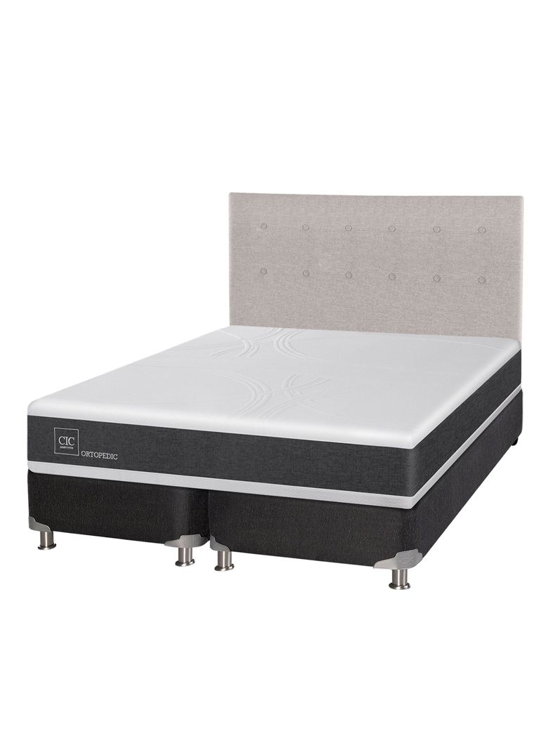 Box Spring New Ortopedic B5 Black 2 Plazas Base Dividida + Respaldo Tigris-0