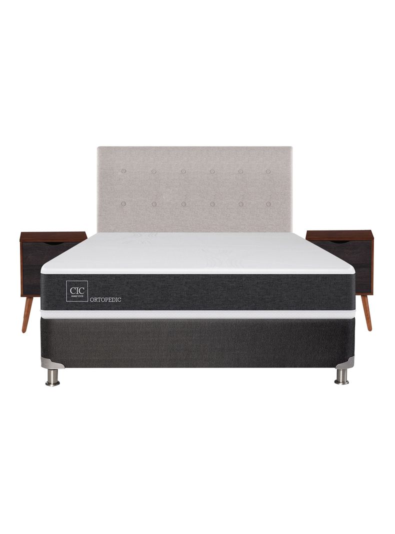 Box Spring New Ortopedic B5 Black 2 Plazas Base Normal + + Set Muebles Tigris-1