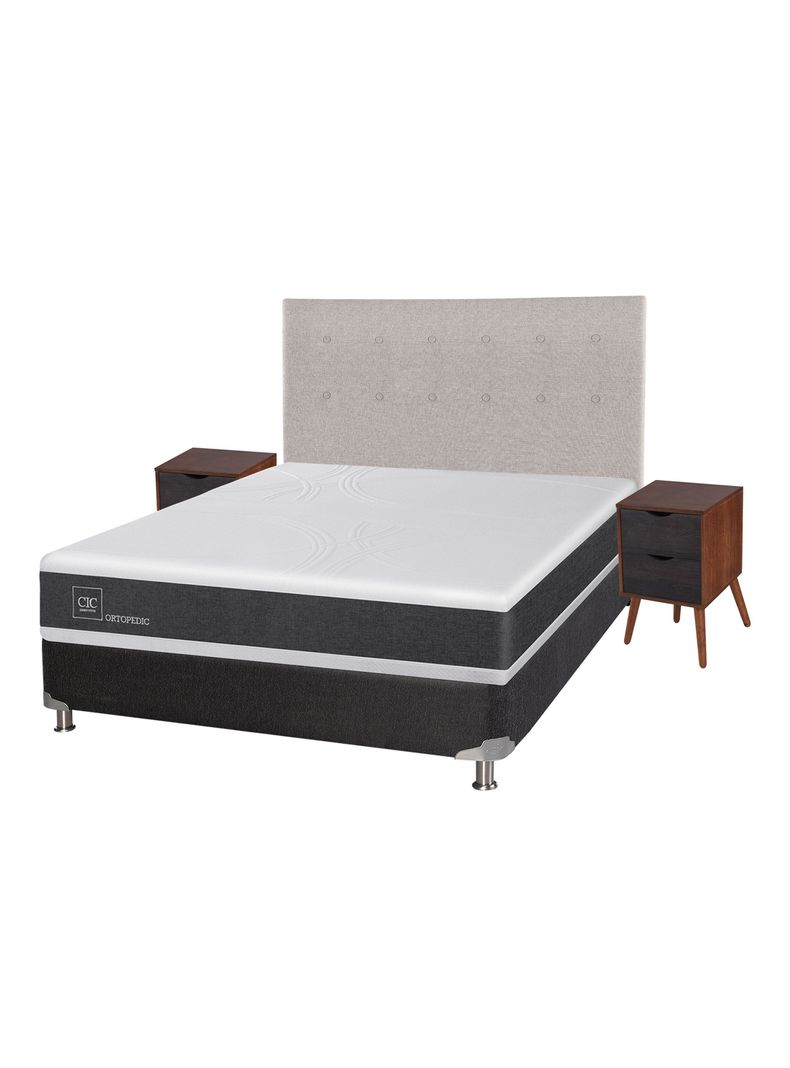 Box Spring New Ortopedic B5 Black 2 Plazas Base Normal + + Set Muebles Tigris-0