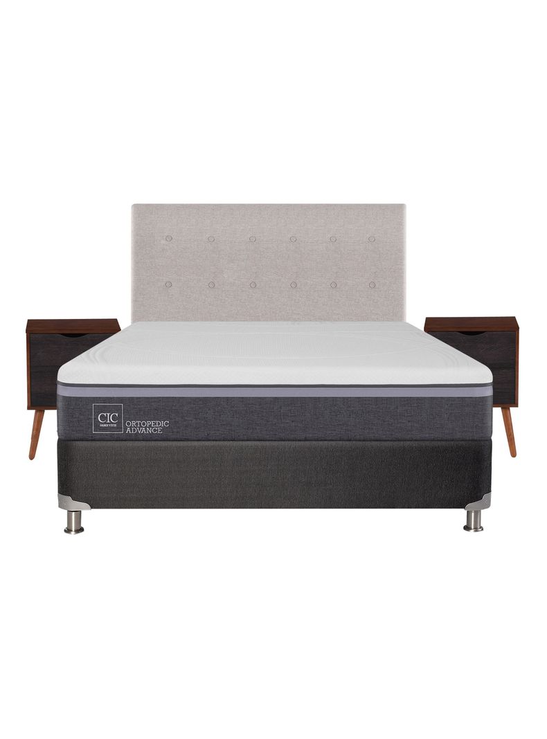 Box Spring Ortopedic Advance B5 Black 2 Plazas Base Normal + Set Muebles Tigris-1