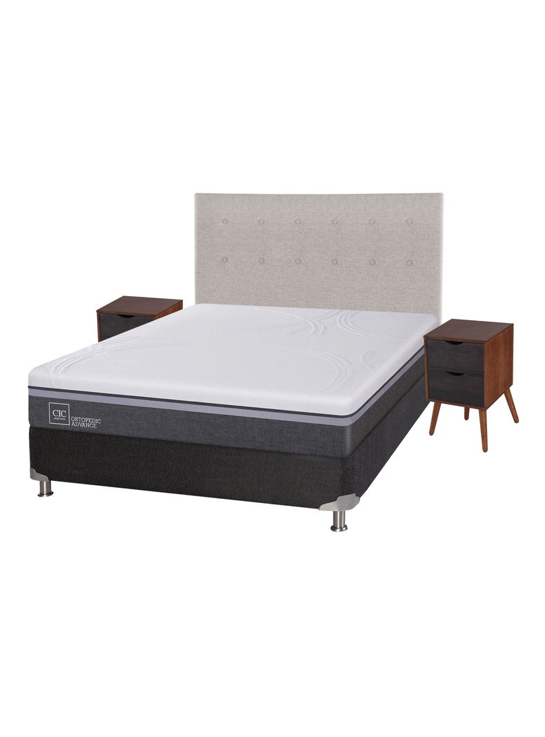 Box Spring Ortopedic Advance B5 Black 2 Plazas Base Normal + Set Muebles Tigris-0