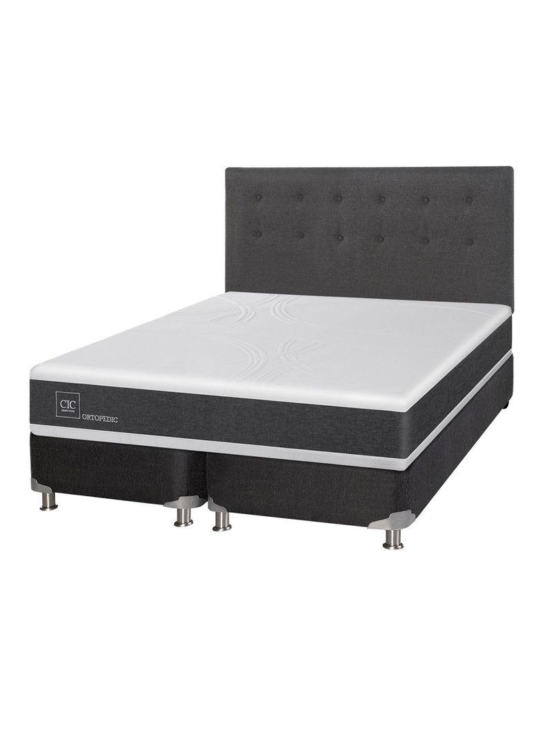 Box Spring New Ortopedic B5 Black 2 Plazas Base Dividida + Respaldo Eufrates-0