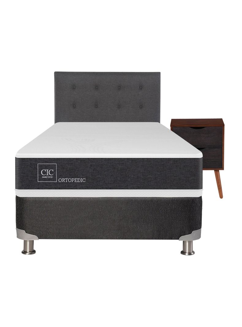 Box Spring New Ortopedic B5 Black 1.5 Plazas Eufrates Sin Textil-1