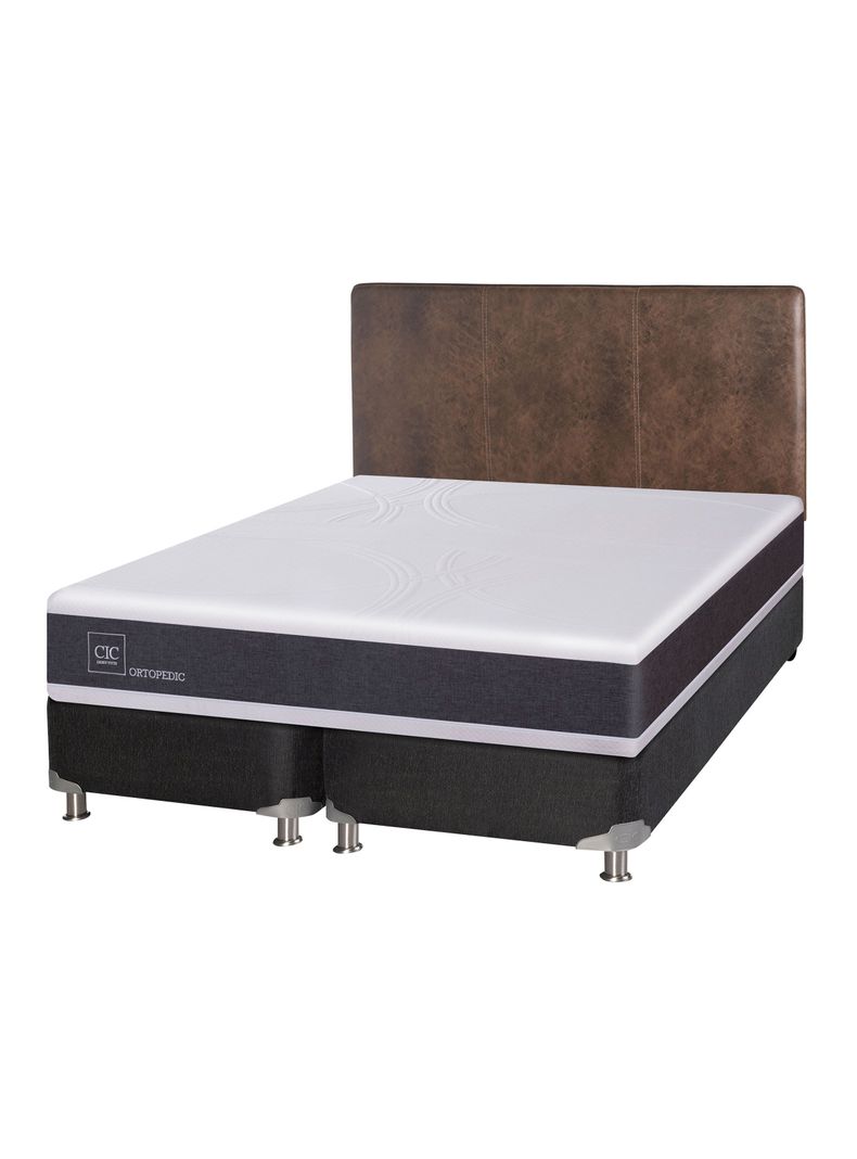 Box Spring New Ortopedic B5 Black 2 Plazas Base Dividida + Respaldo Baker-0
