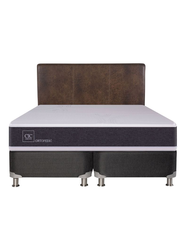 Box Spring New Ortopedic B5 Black 2 Plazas Base Dividida + Respaldo Baker-1