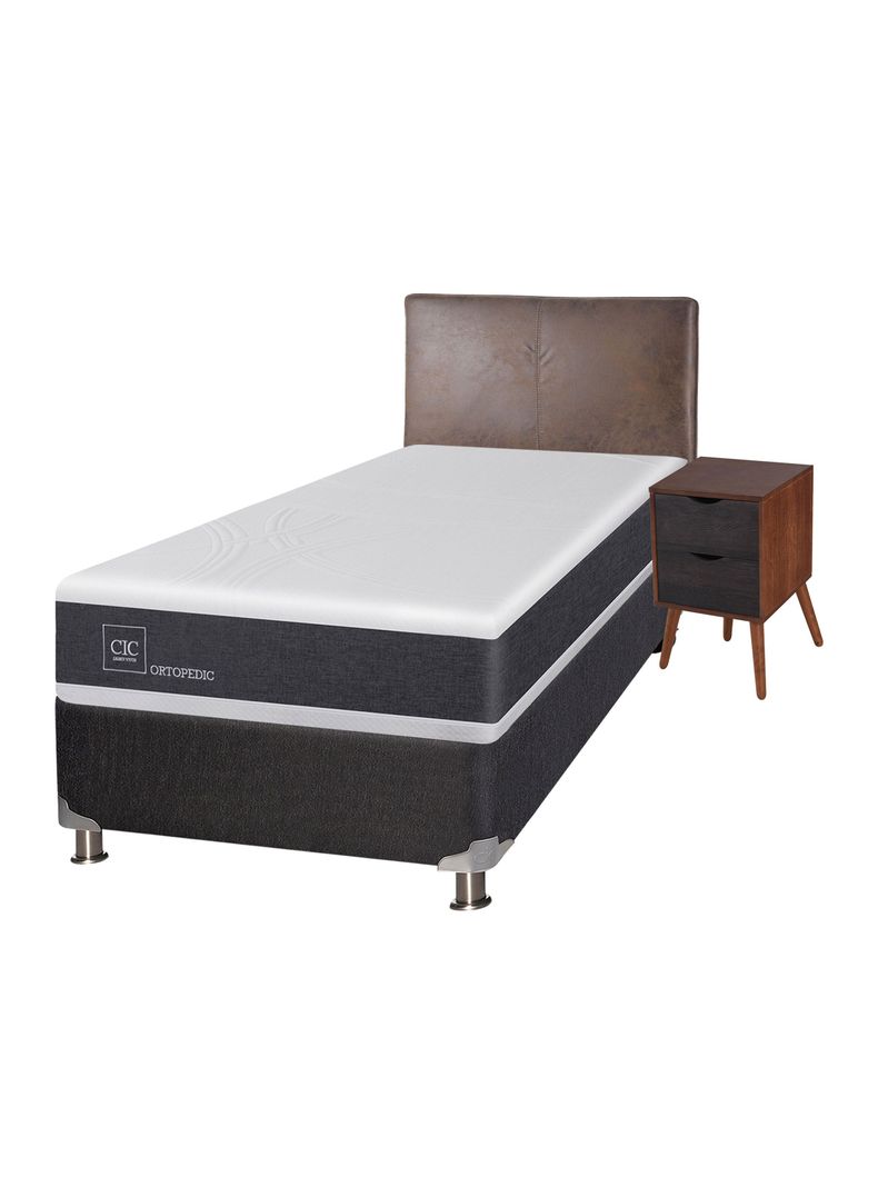 Box Spring New Ortopedic B5 BK 1.5 Plazas + Respaldo Baker + Velador-0