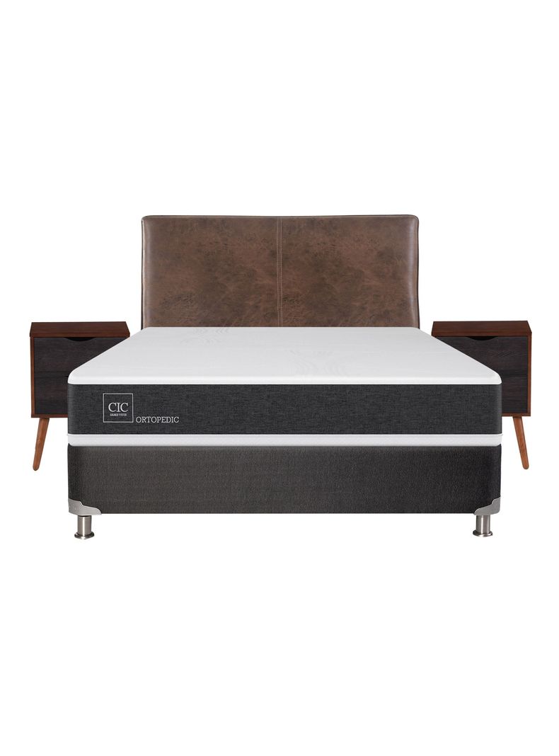 Box Spring New Ortopedic B5 Black 2 Plazas Base Normal + Set Muebles Baker-1