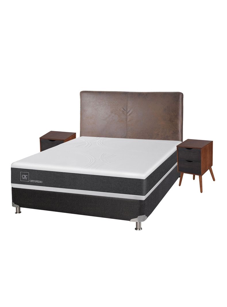 Box Spring New Ortopedic B5 Black 2 Plazas Base Normal + Set Muebles Baker-0