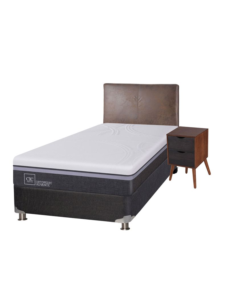 Box Spring Ortopedic Advance B5 Black 1.5 Plazas + Set Muebles Baker Café-0