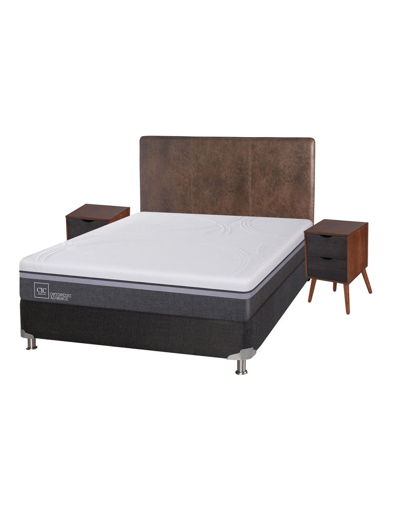 Box Spring Ortopedic Advance B5 Black 2 Plazas Base Normal + Set Muebles Baker-0