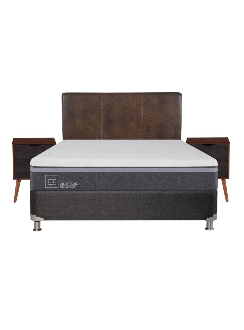 Box Spring Ortopedic Advance B5 Black 2 Plazas Base Normal + Set Muebles Baker-1