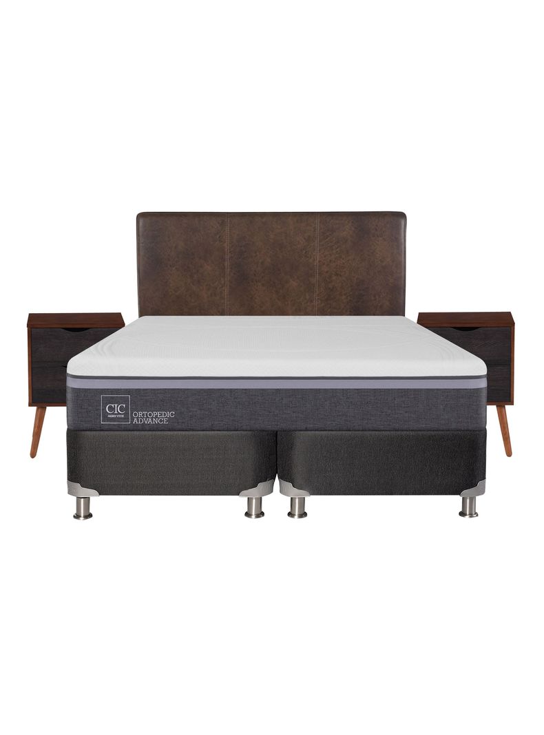 Box Spring Ortopedic Advance B5 Black 2 Plazas Base Dividida + Set Muebles Baker-1