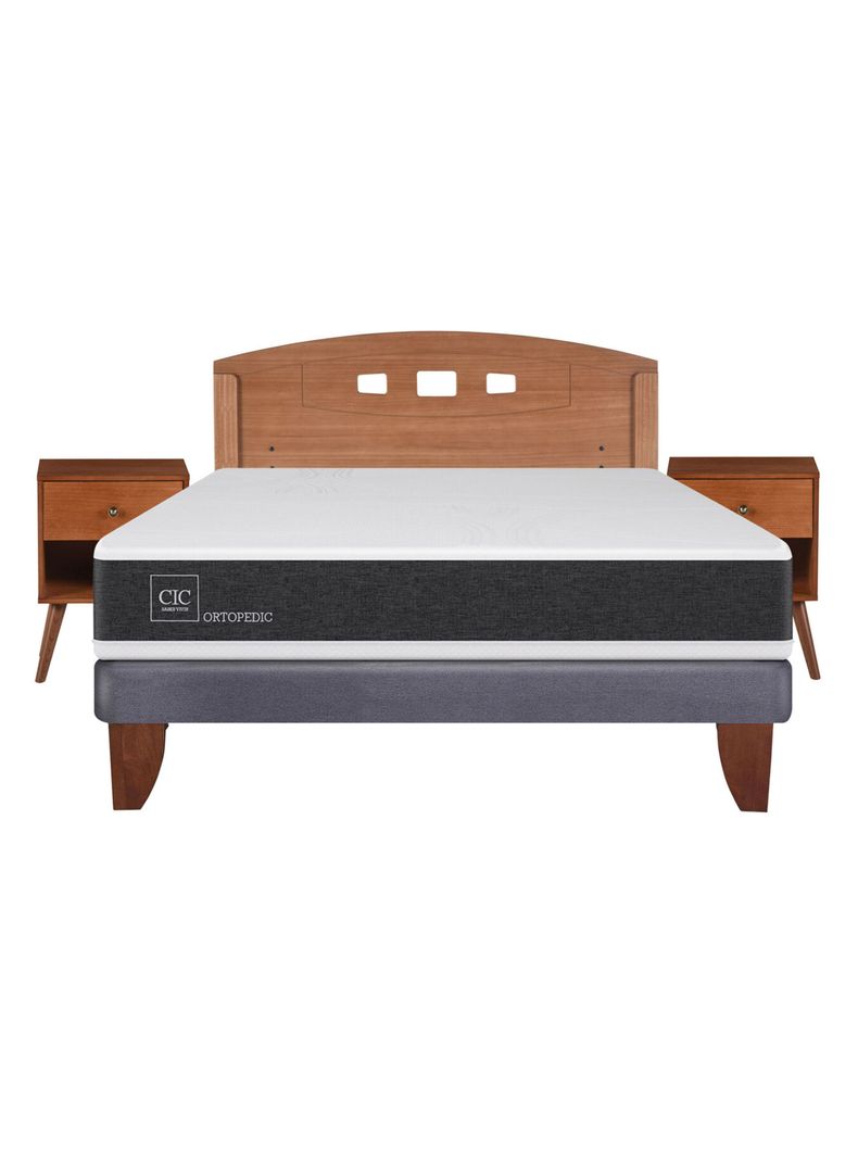 Cama Europea New Ortopedic 2 Plazas Base Normal + Set Muebles New Gales-1