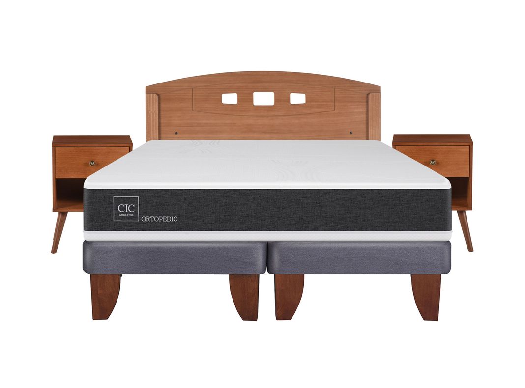 Cama Europea Ortopedic Advance 2 Plazas Base Dividida + Set Muebles New Gales