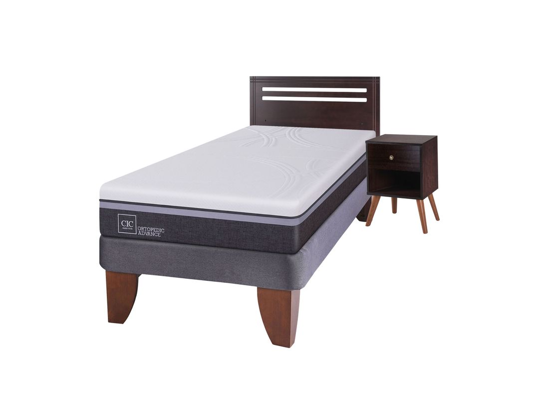 Cama Europea Ortopedic Advance 1.5 Plazas + Set Muebles New Munich