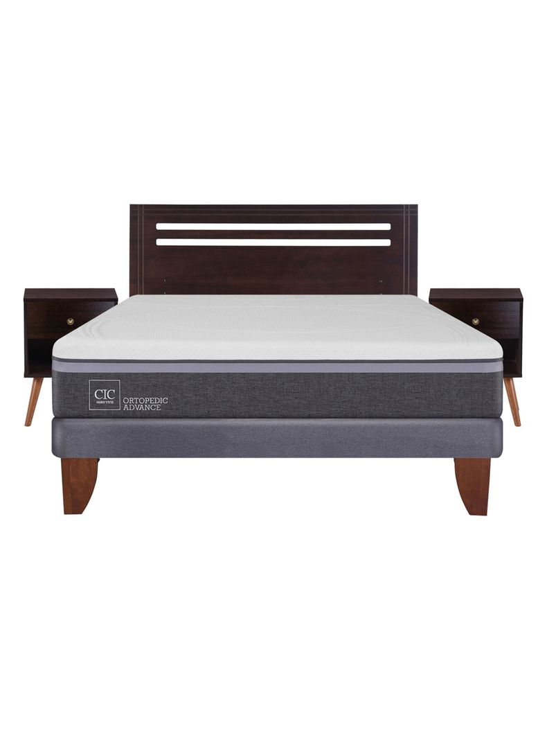Cama Europea Ortopedic Advance 2 Plazas Base Normal + Set Muebles New Munich-1