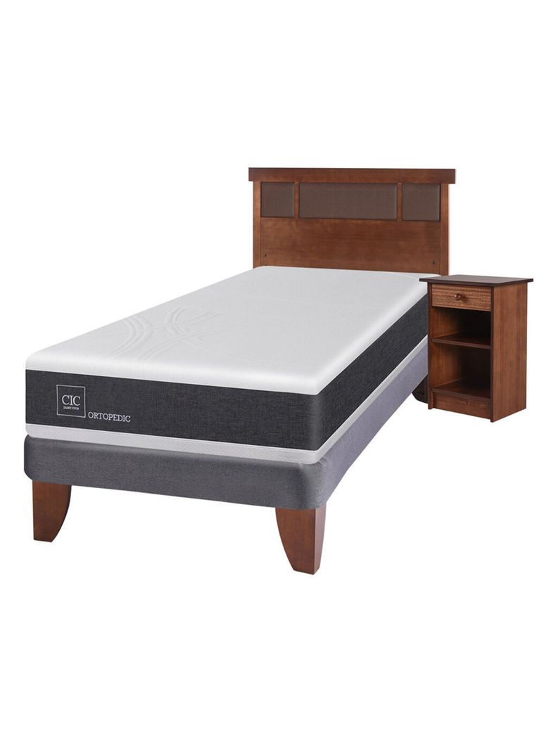 Cama Europea New Ortopedic 1.5 Plazas + Set Muebles New Dublín Caramel-0