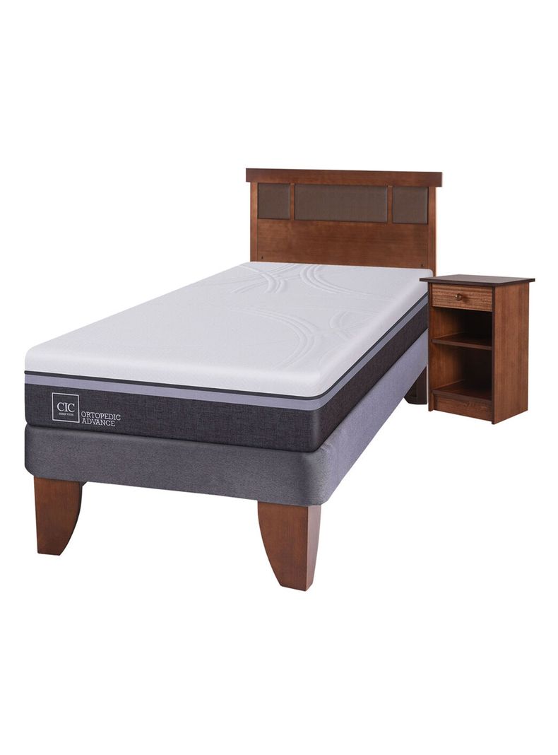 Cama Europea Ortopedic Advance 1.5 Plazas + Set Muebles New Dublín Caramel-0
