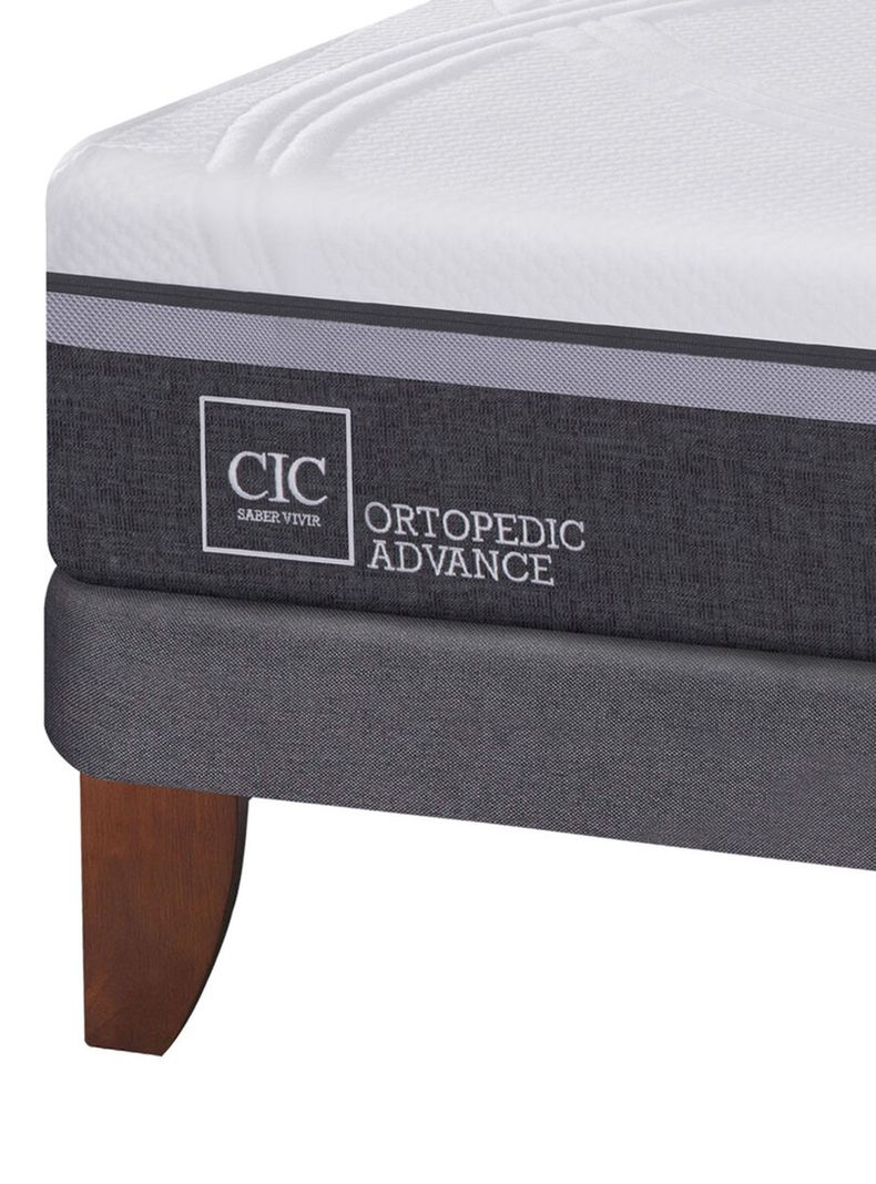 Cama Europea Ortopedic Advance 2 Plazas Base Normal + Set Muebles New Dublín Caramelo-4