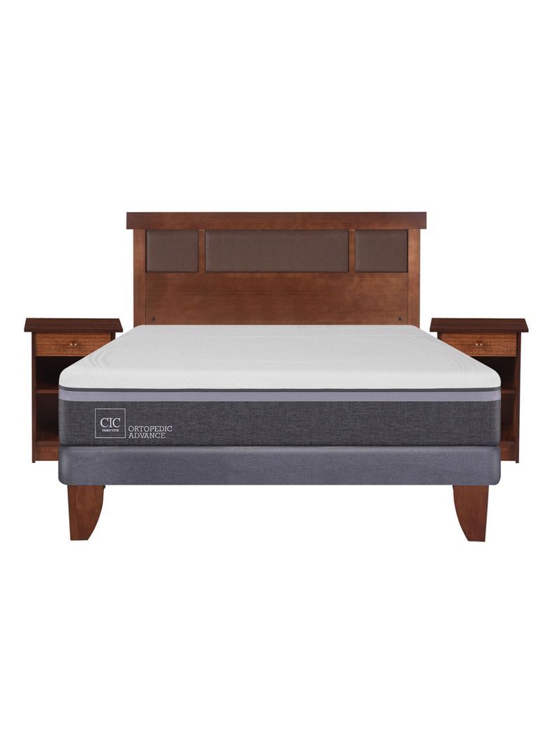 Cama Europea Ortopedic Advance 2 Plazas Base Normal + Set Muebles New Dublín Caramelo-0