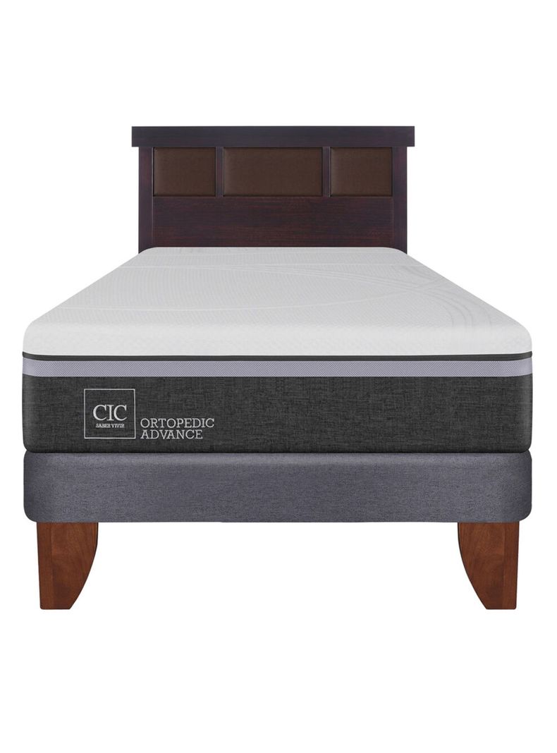 Cama Europea Ortopedic Advance 1.5 Plazas + Respaldo New Dublín Chocolate-0