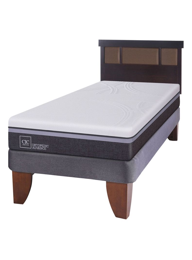 Cama Europea Ortopedic Advance 1.5 Plazas + Respaldo New Dublín Chocolate-1