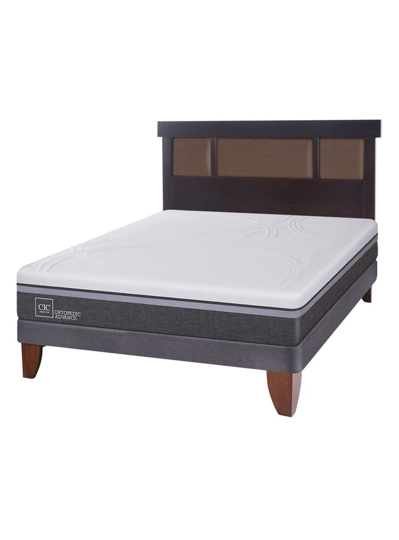 Cama Europea Ortopedic Advance 2 Plazas Base Normal + Respaldo New Dublín Chocolate-0