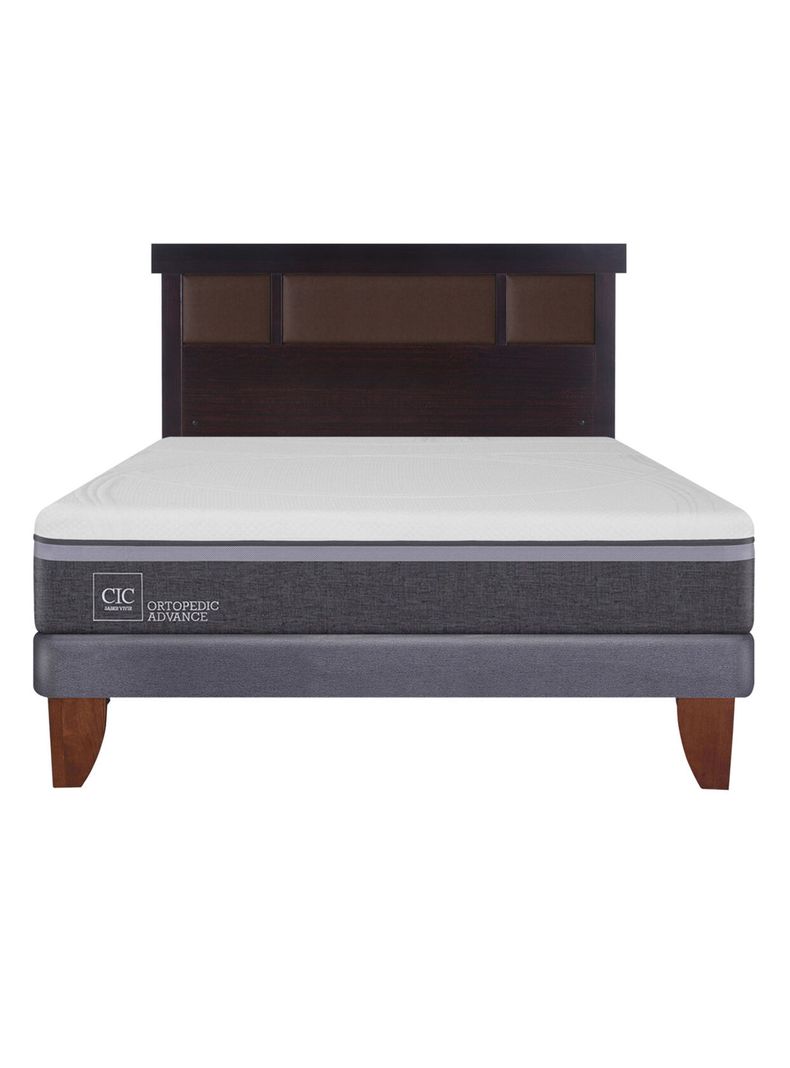 Cama Europea Ortopedic Advance 2 Plazas Base Normal + Respaldo New Dublín Chocolate-1