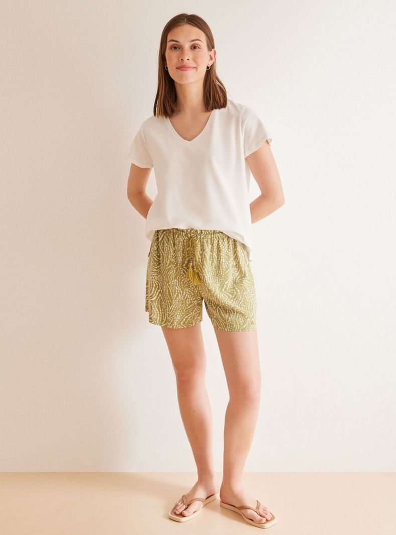 Short Verde Estampado Étnico-3