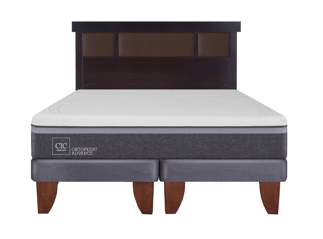 Cama Europea Ortopedic Advance 2 Plazas Base Dividida + Respaldo New Dublín Chocolate-0