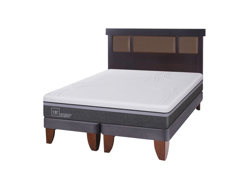 Cama Europea Ortopedic Advance 2 Plazas Base Dividida + Respaldo New Dublín Chocolate-1