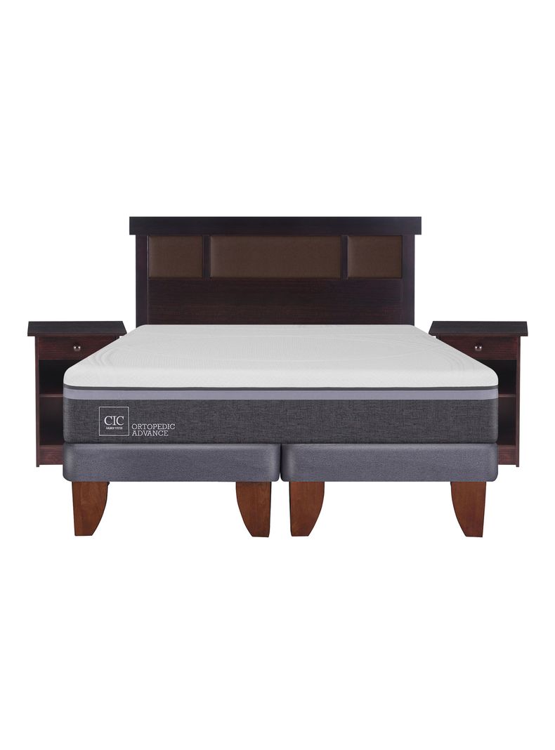 Cama Europea Ortopedic Advance 2 Plazas Base Dividida + Set Muebles New Dublín Chocolate-1